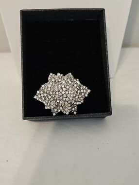 Sparkling Silver Crystal Cluster Brooch